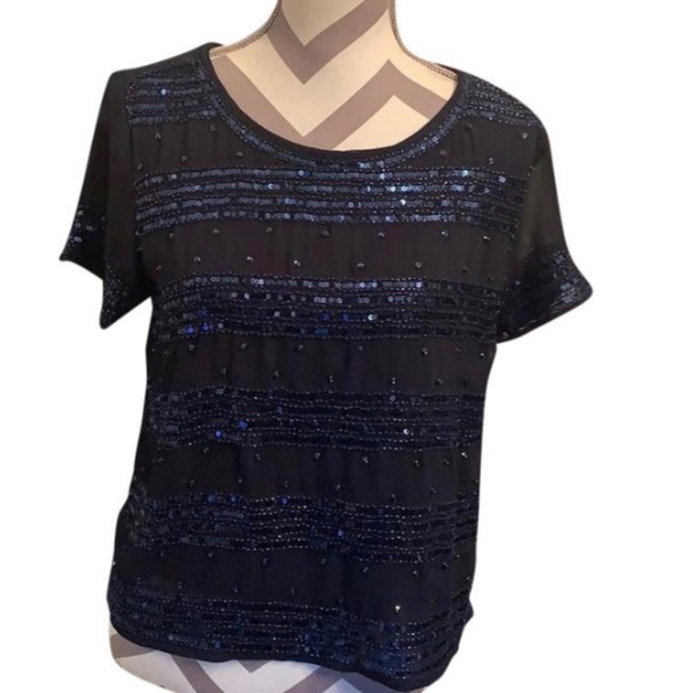✂️Last Call✂️ Navy Sequin Blouse-38